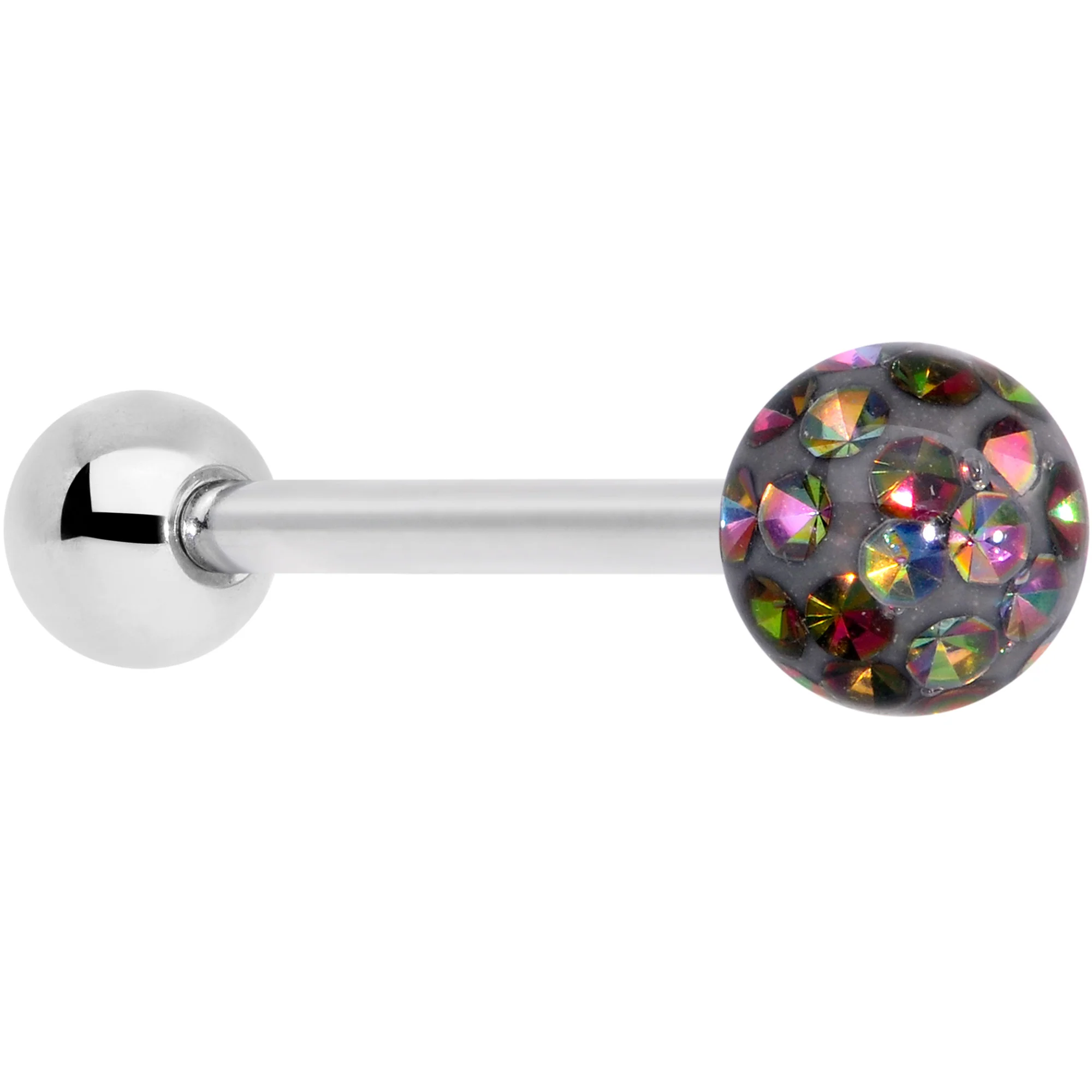 Vitrail Gem Disco Ball Internally Threaded Barbell Tongue Ring - Image 2