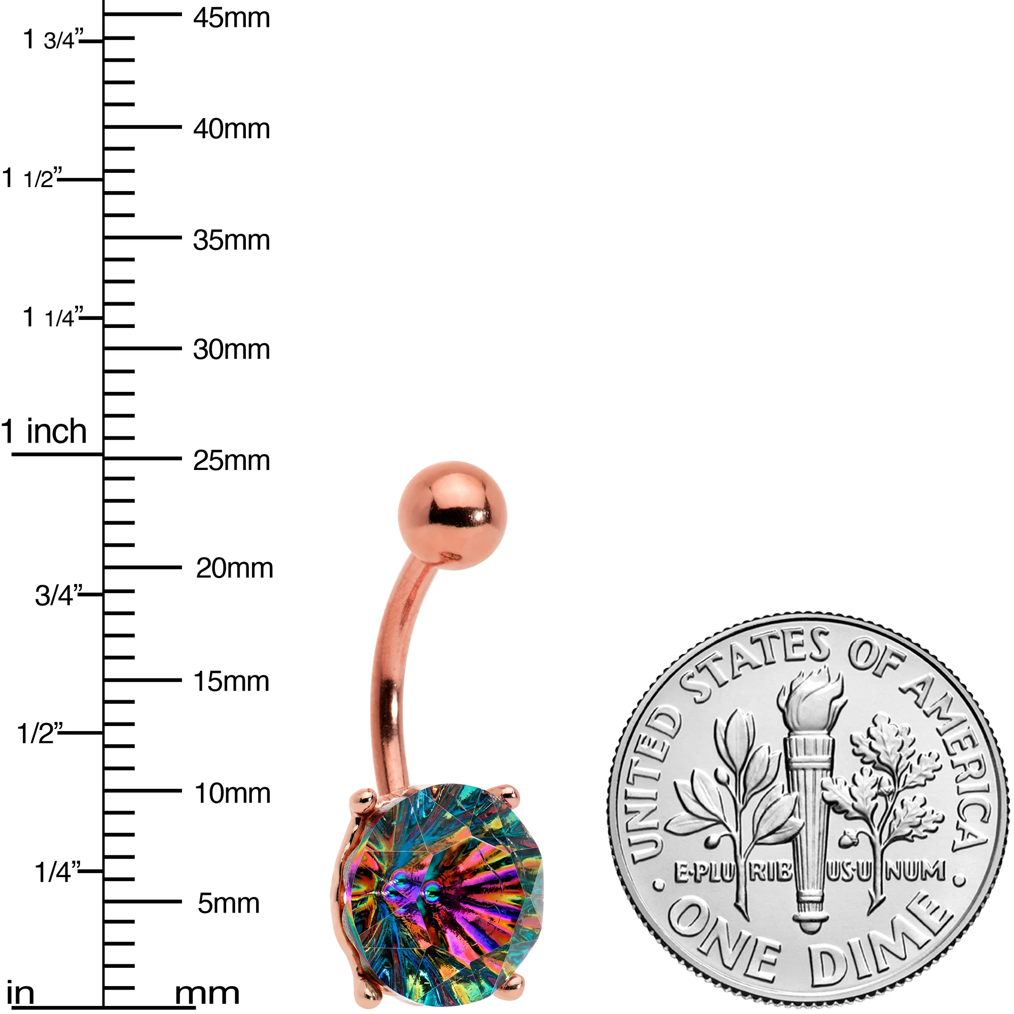 Vitrail Gem Rose Gold Tone Simply Elegant Style Belly Ring - Image 2