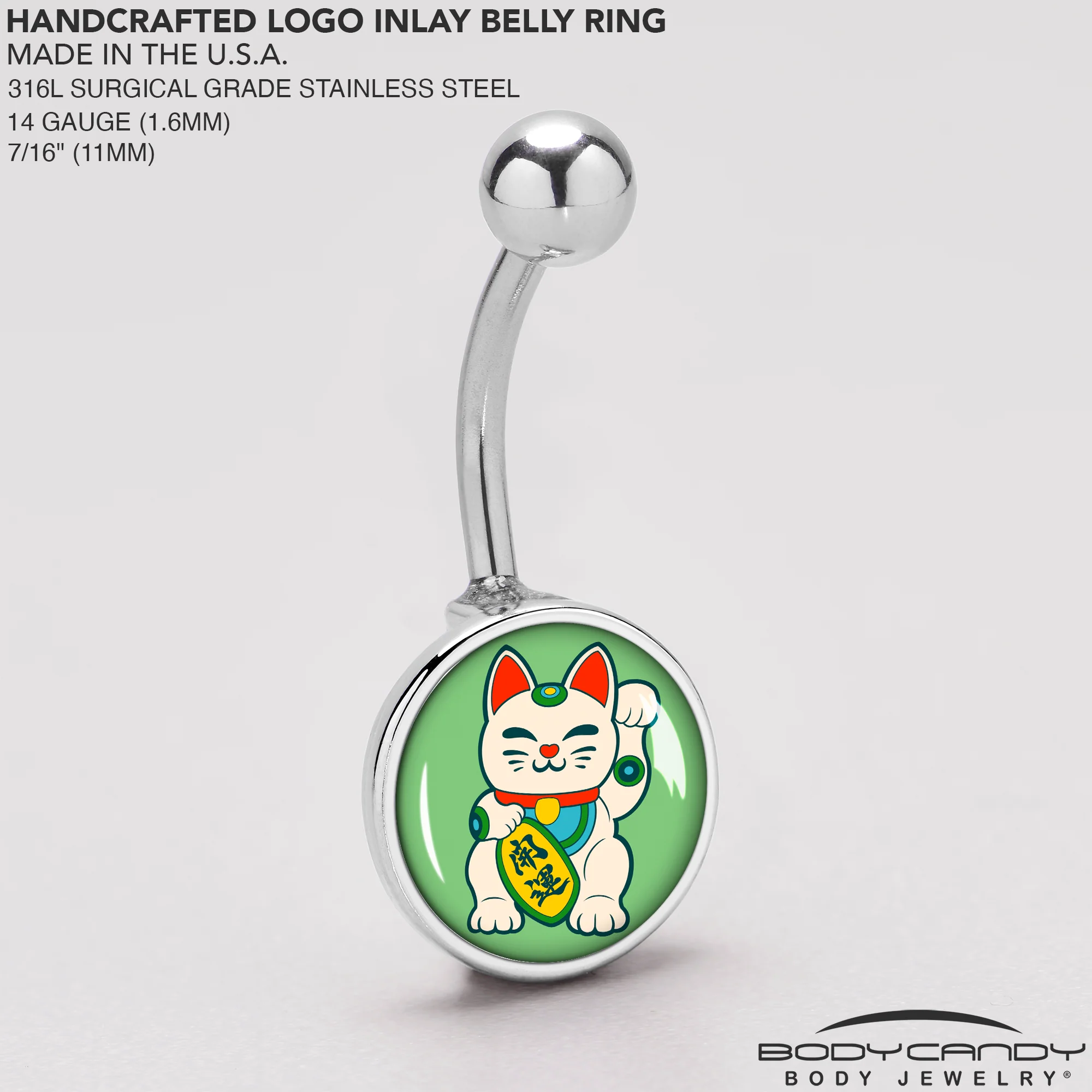 Waving Cat Belly Ring by Onyx O - Image 5