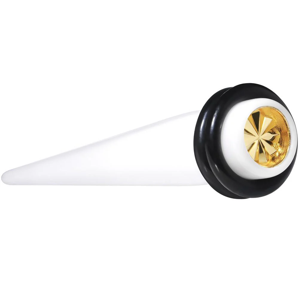 White Acrylic Gold Flashy Tire Rim Taper 2G to 20mm - Image 3