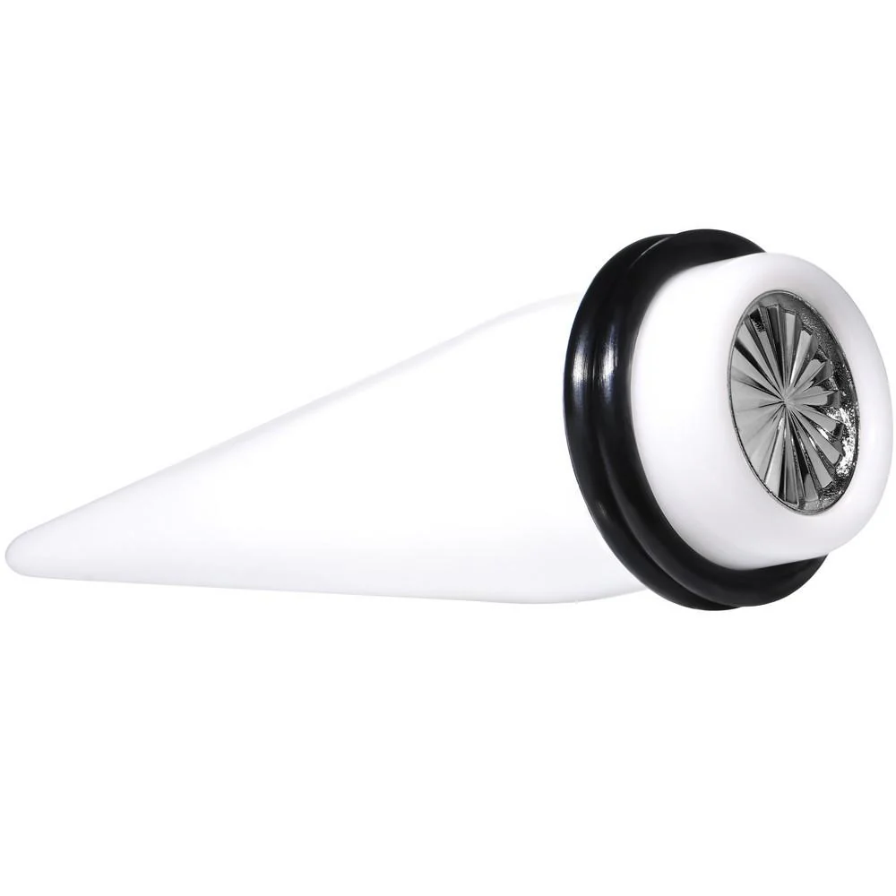 White Acrylic Grey Flashy Tire Rim Taper 2G to 20mm - Image 6
