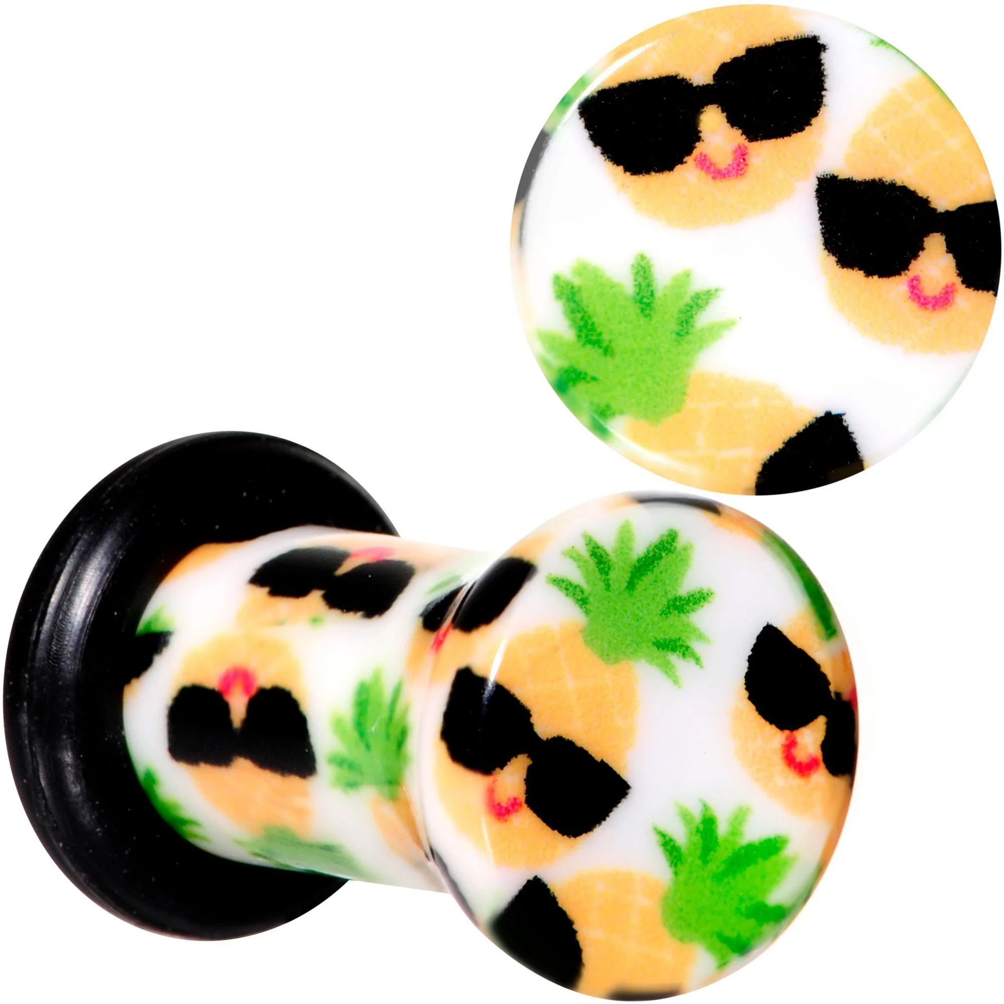 White Acrylic Hip Sunglasses Pineapple Single Flare Plug Set Sizes 3mm to 16mm - Image 6