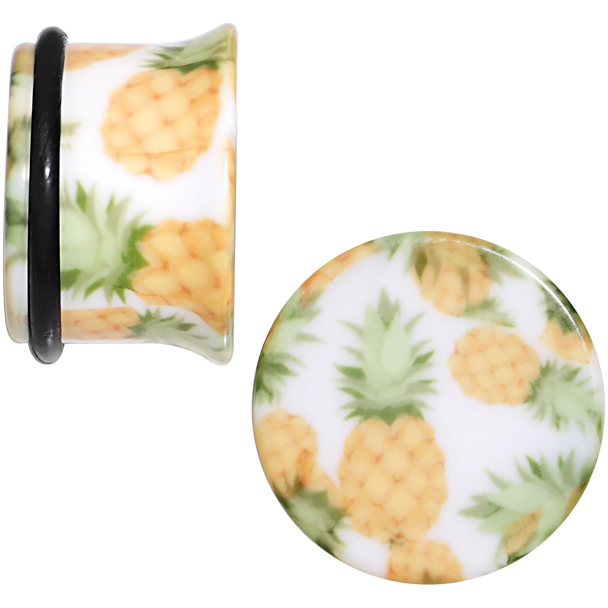 White Acrylic Pineapple Single Flare Plug Set Available in Sizes 3mm to 16mm - Image 2