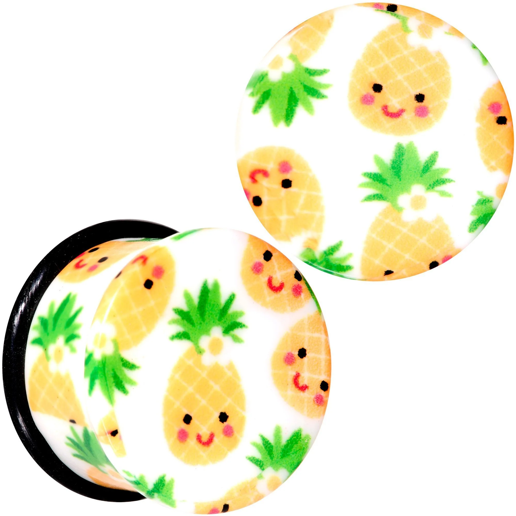 White Acrylic Pretty Pineapple Single Flare Plug Set Sizes 3mm to 16mm - Image 13