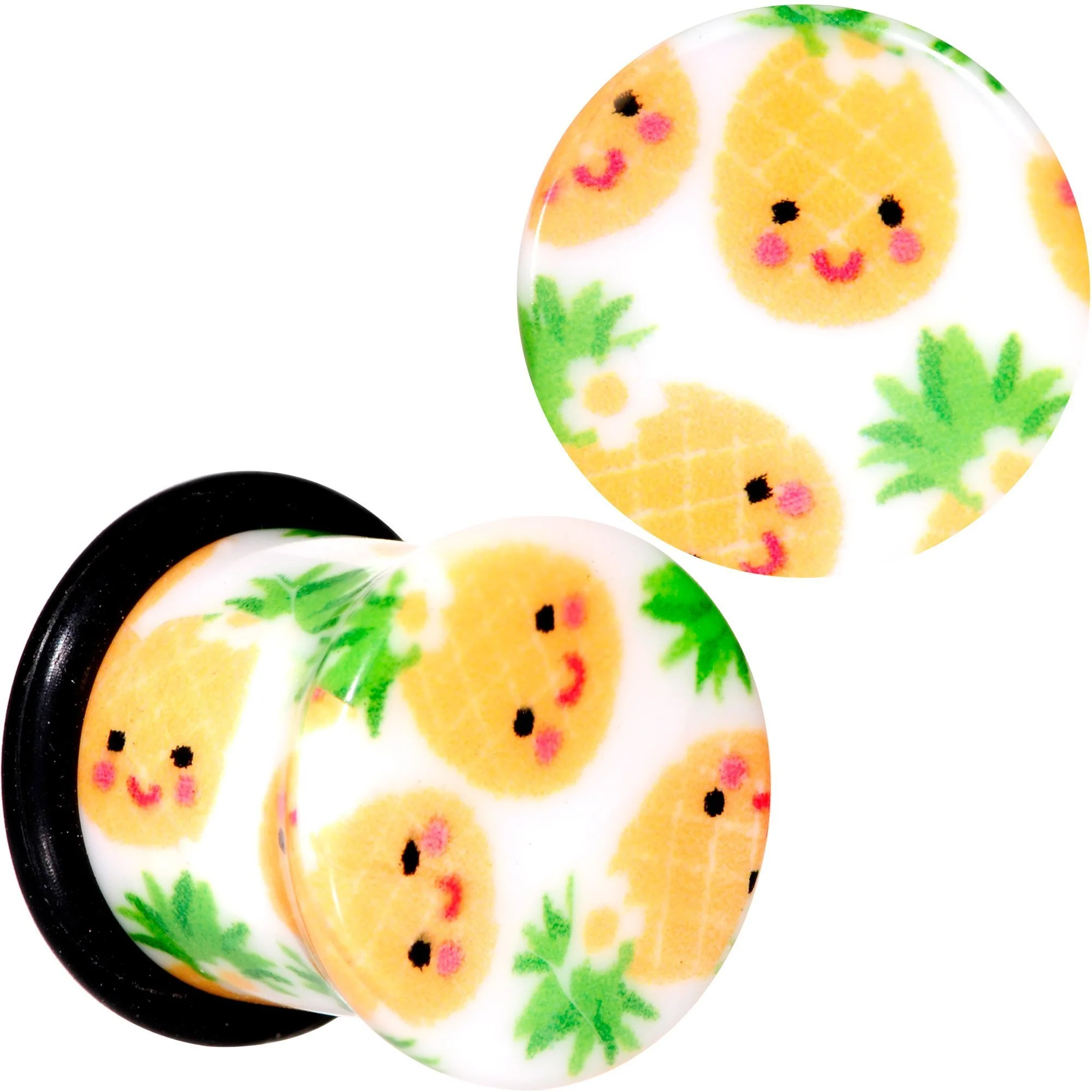 White Acrylic Pretty Pineapple Single Flare Plug Set Sizes 3mm to 16mm - Image 9