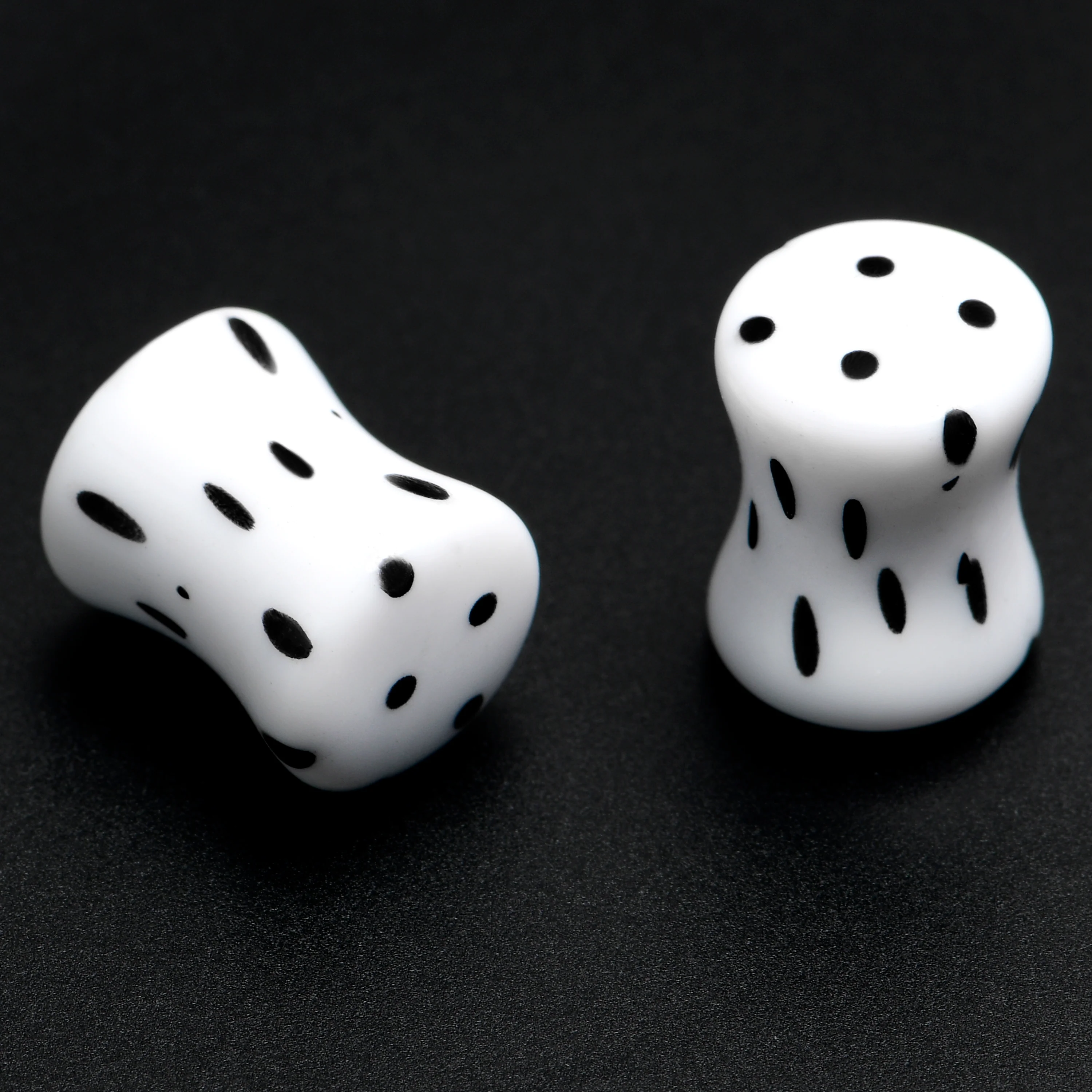 White Acrylic Retro Dots Black Double Flare Plug Set  6mm to 20mm Sizes - Image 3