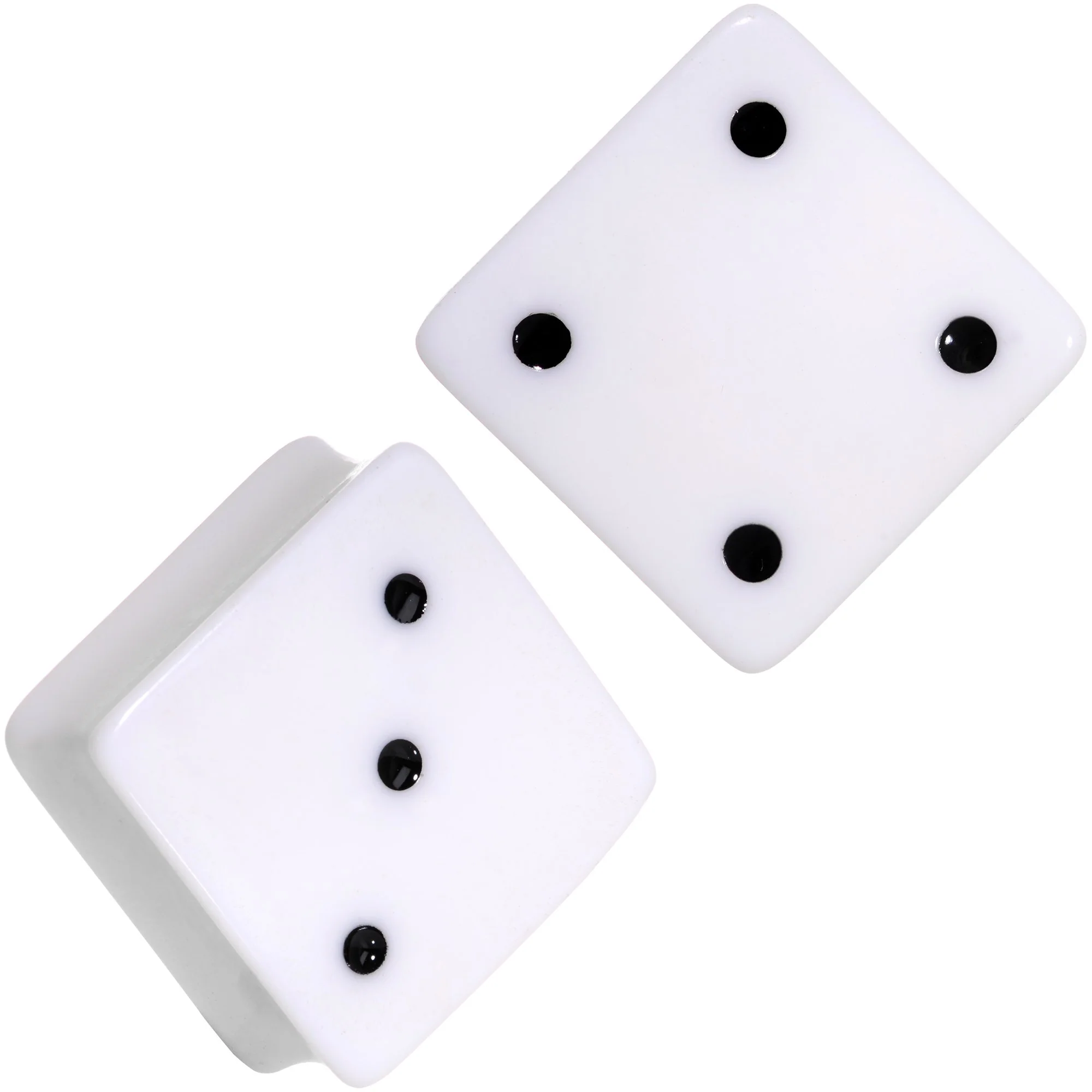 White Acrylic Square Shaped Lucky 7 Dice Saddle Plug Set 22mm to 32mm - Image 5