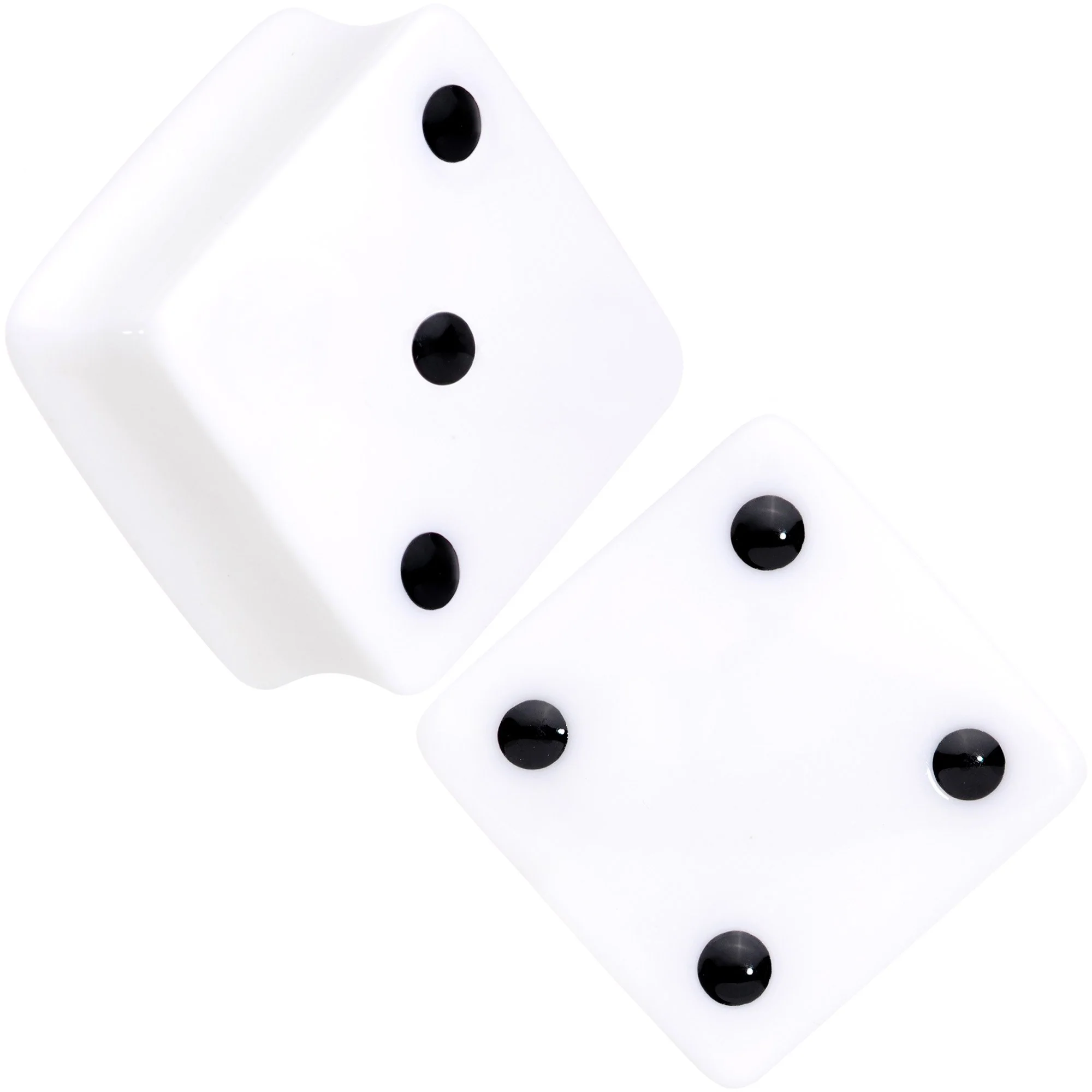 White Acrylic Square Shaped Lucky 7 Dice Saddle Plug Set 22mm to 32mm - Image 6