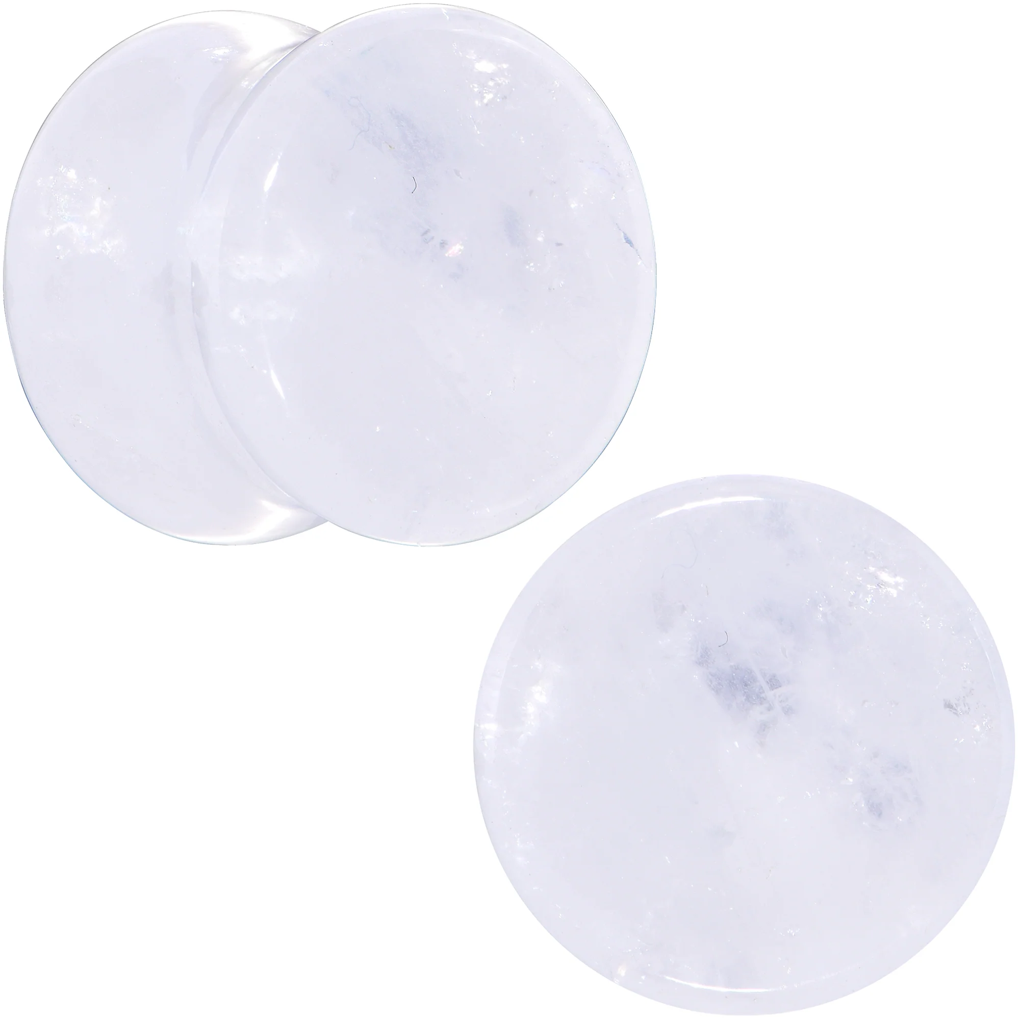 White Cloudy Quartz Double Flare Plug Set - Image 10