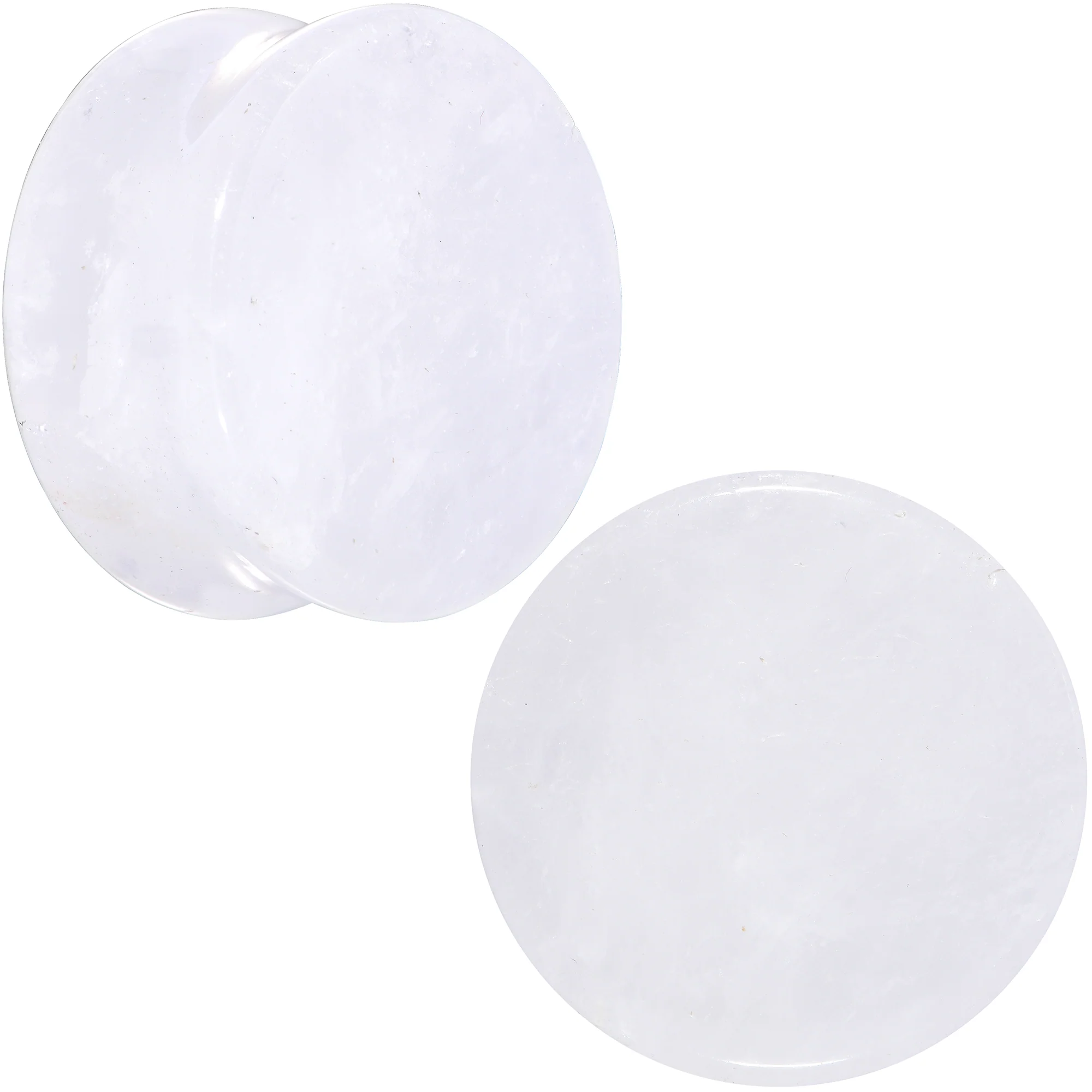 White Cloudy Quartz Double Flare Plug Set - Image 16