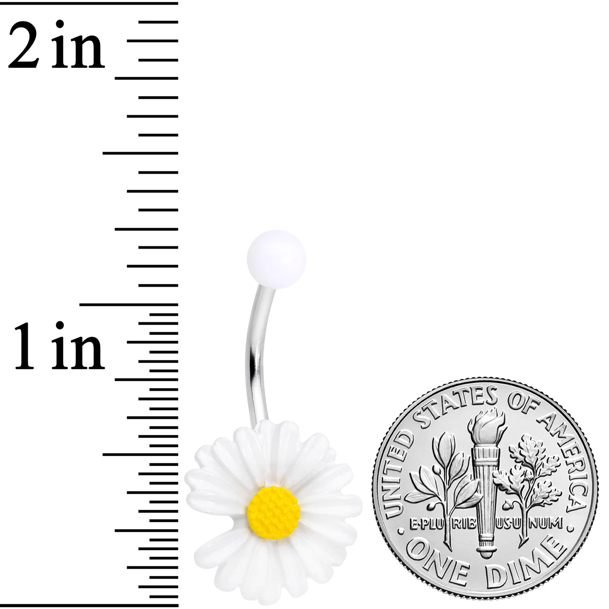 White Daisy Flower Belly Ring - Image 2