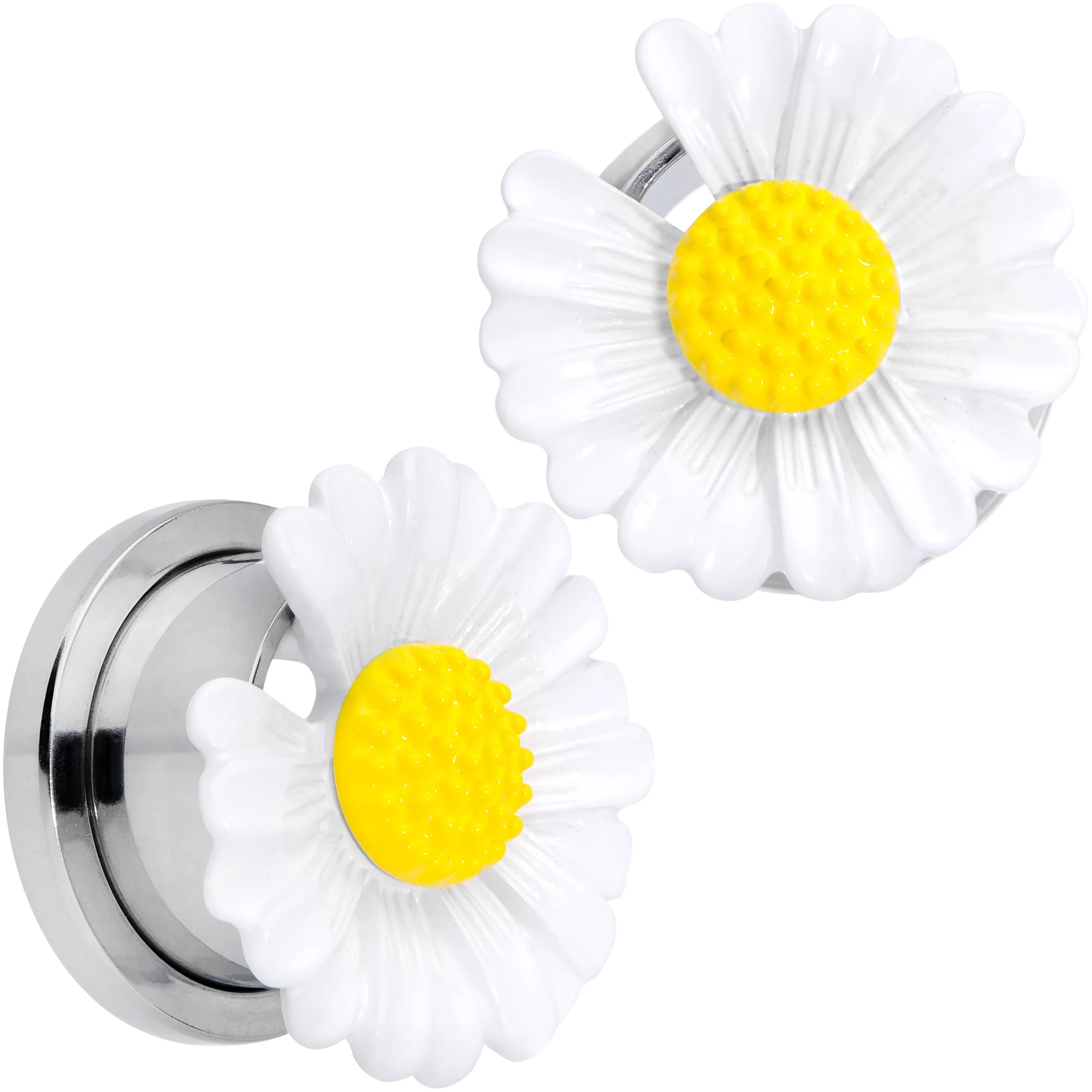 White Daisy Flower Screw Fit Plug Set - Image 10