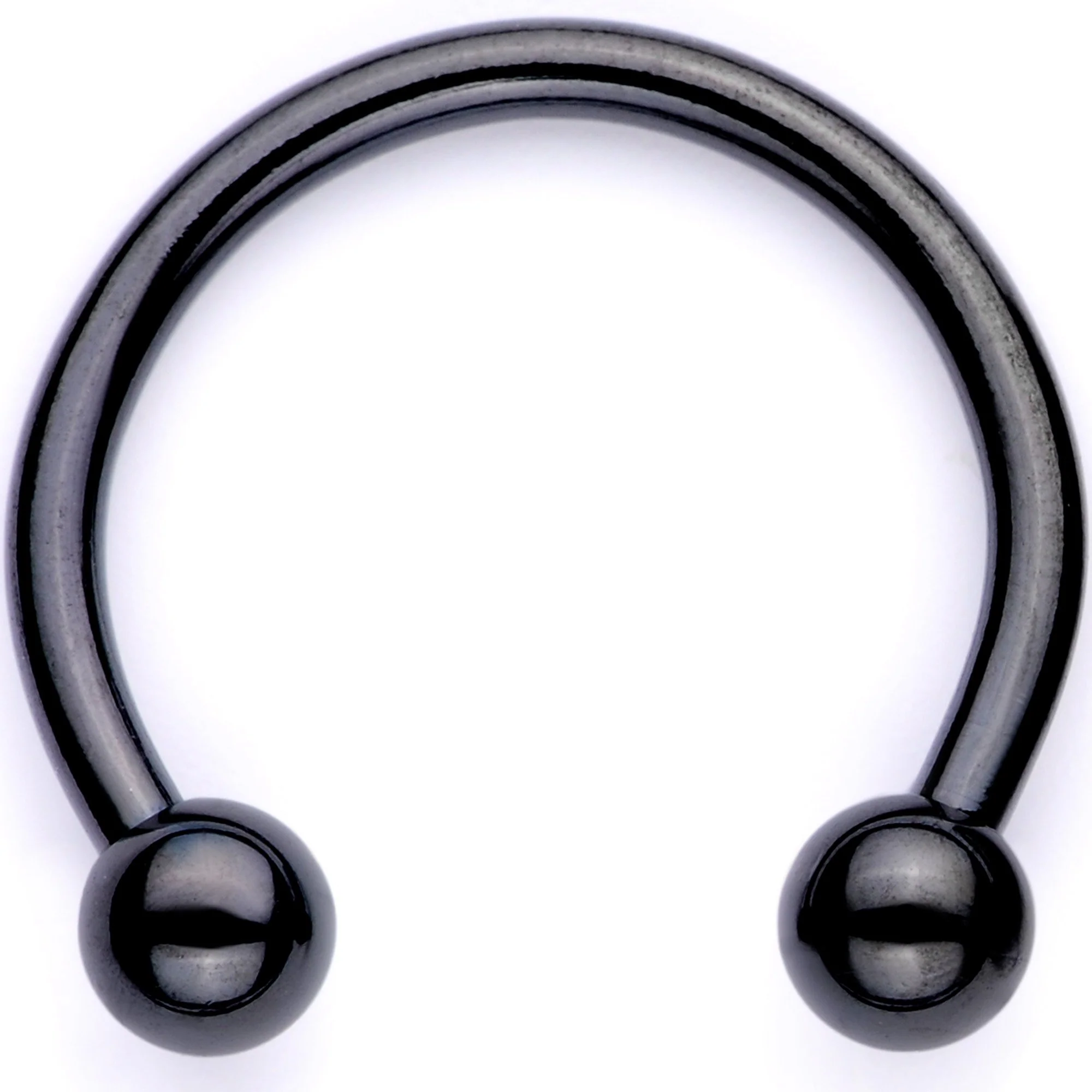 16G 3/8 White Faux Opal Black Anodized Twisted Horseshoe Closure Ring Set - Image 4