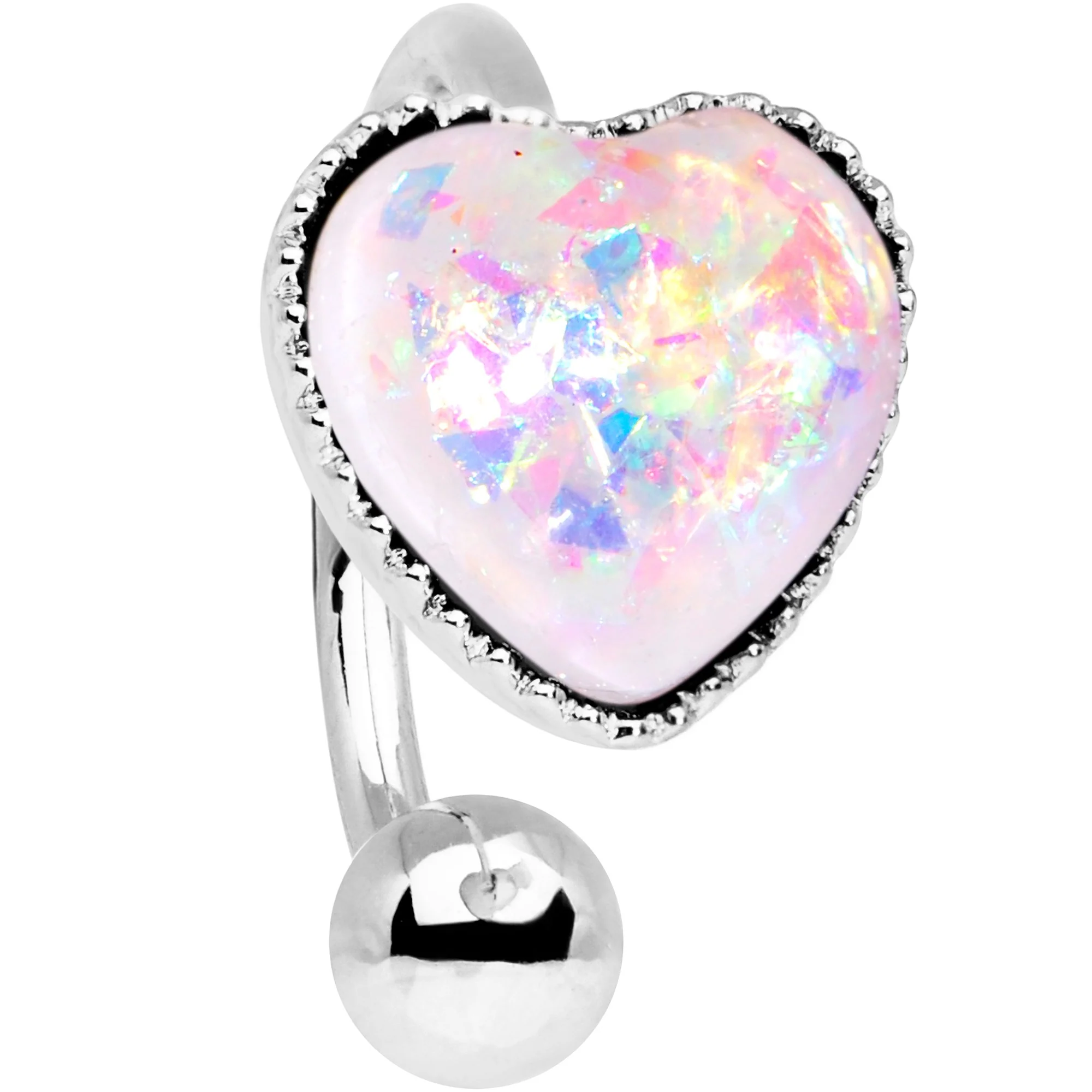 White Faux Opal Sacred Heart Non Pierced Ear Cuff - Image 2