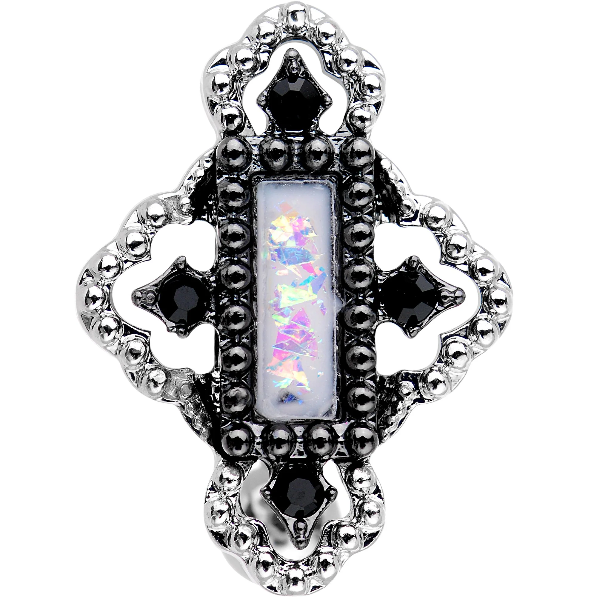 White Gem Confetti Party Pendant Top Mount Belly Ring - Image 2