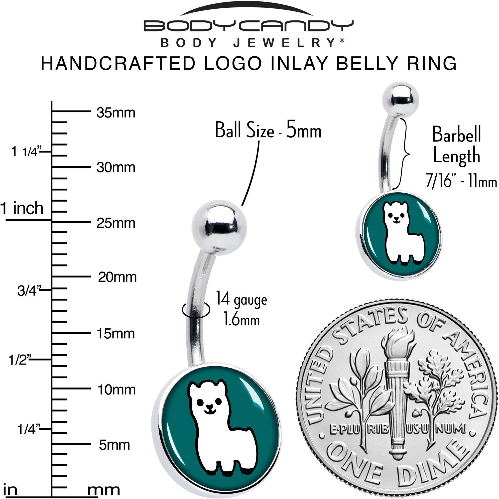 White Llama Belly Ring by Onyx O - Image 6