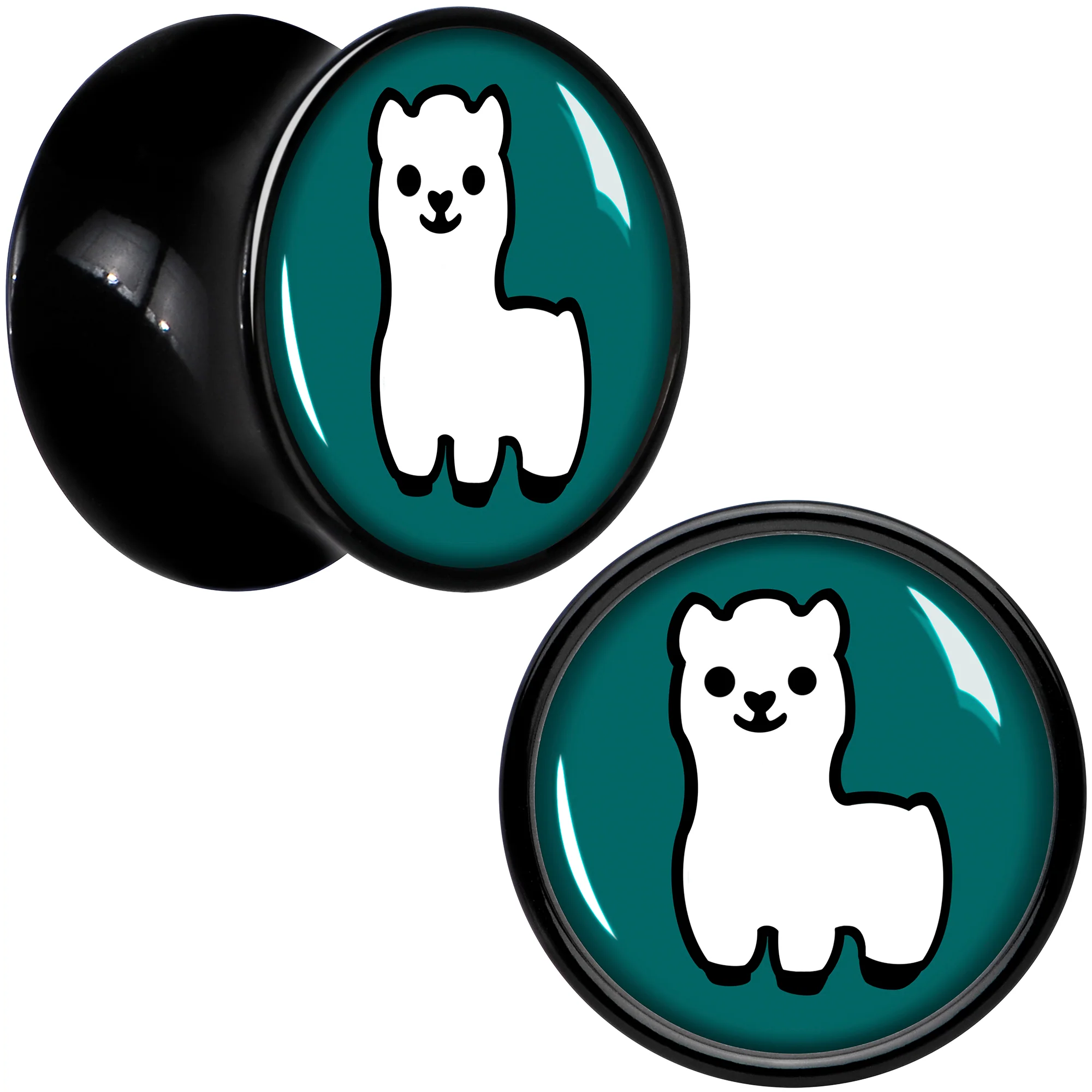 White Llama Black Acrylic Saddle Plug Set 8mm to 20mm by Onyx O - Image 8
