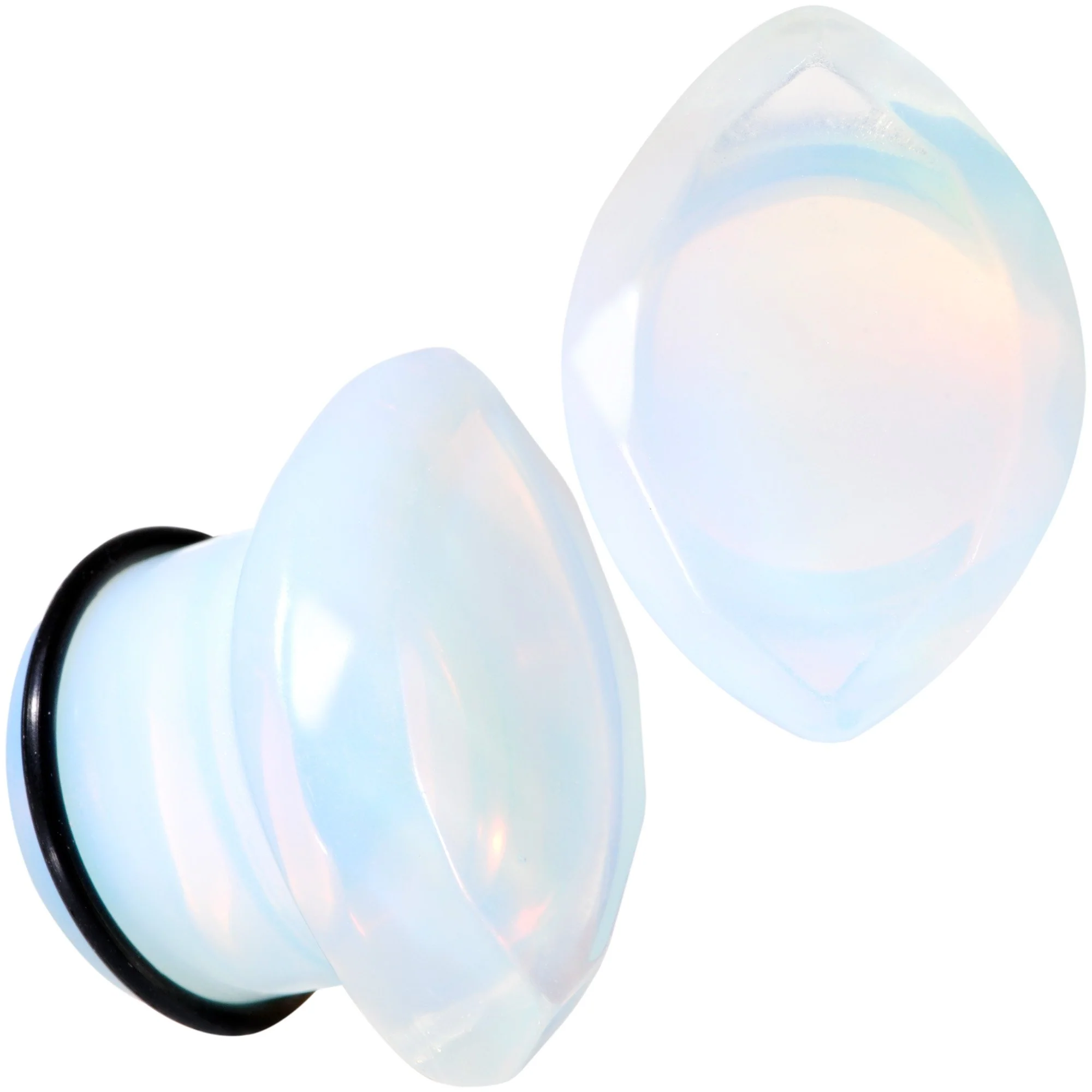 White Opalite Faceted Single Flare Plug Set 6mm to 25mm - Image 10