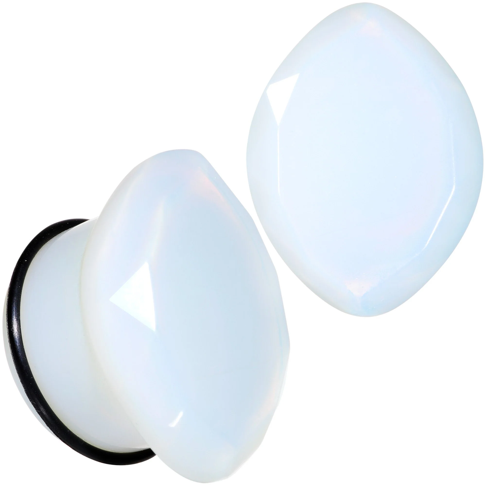 White Opalite Faceted Single Flare Plug Set 6mm to 25mm - Image 12