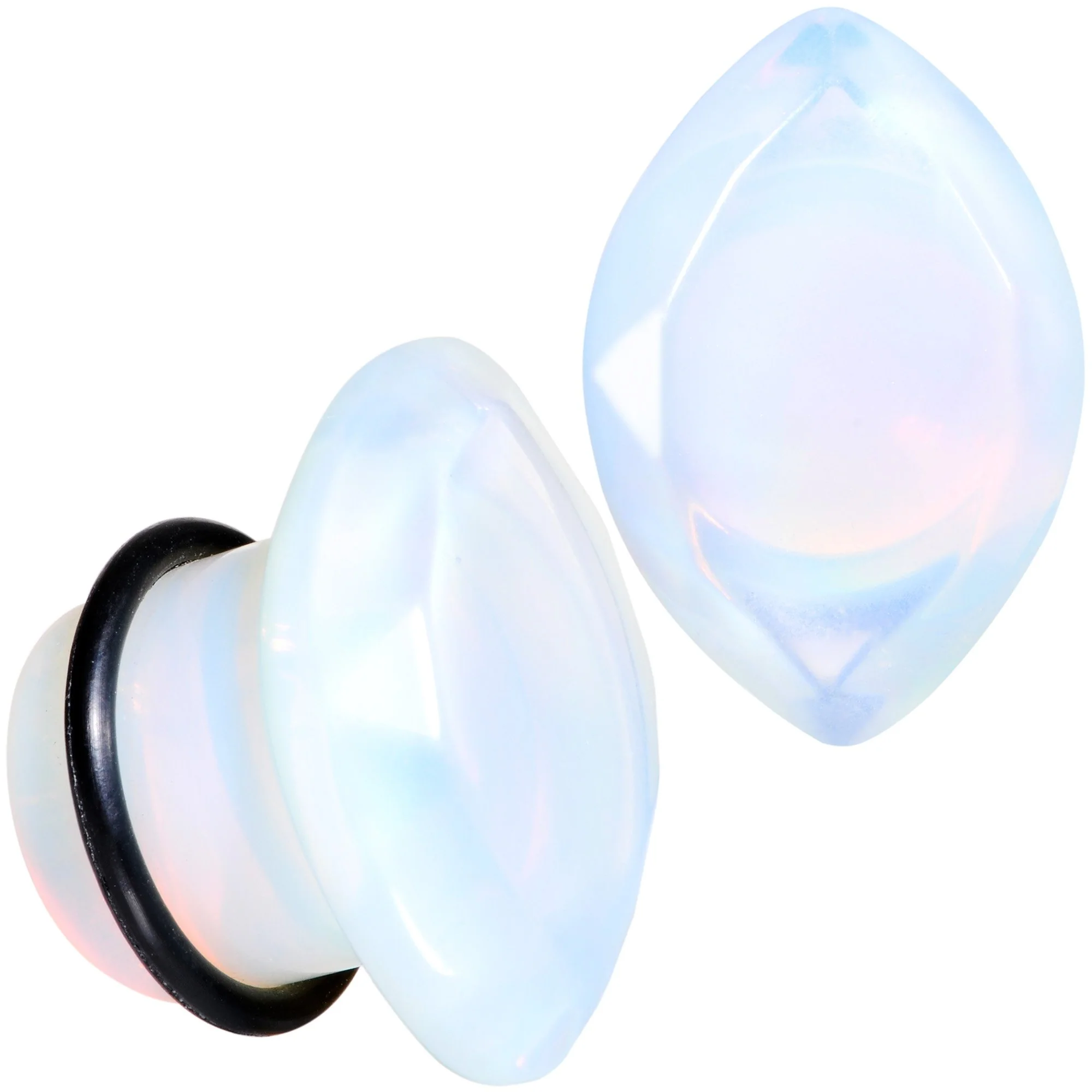 White Opalite Faceted Single Flare Plug Set 6mm to 25mm - Image 9