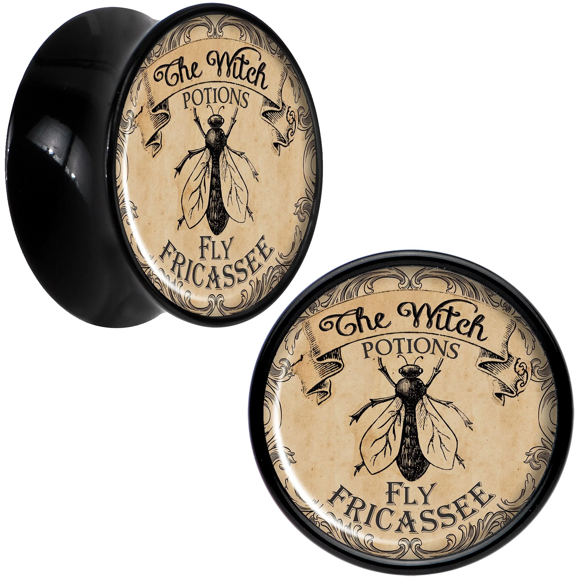 Witches Brew Fly Fricassee Halloween Black Acrylic Plug Sizes 0G to 20mm - Image 7
