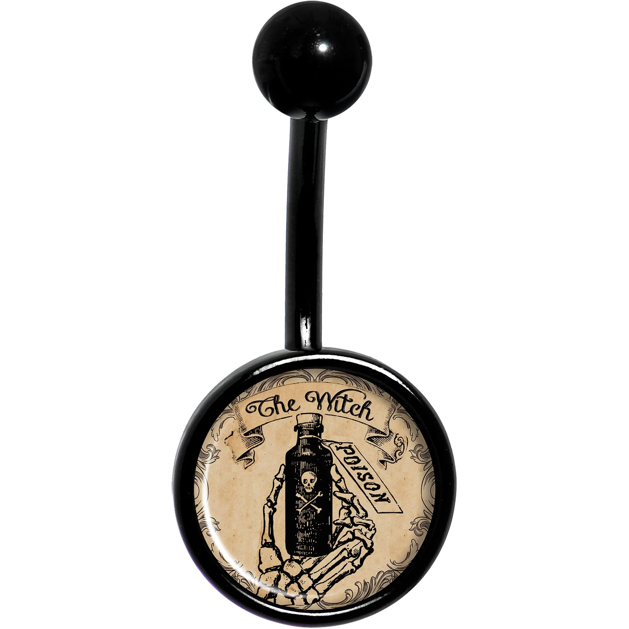 Witches Brew Poison Potion Halloween Black Belly Ring - Image 2