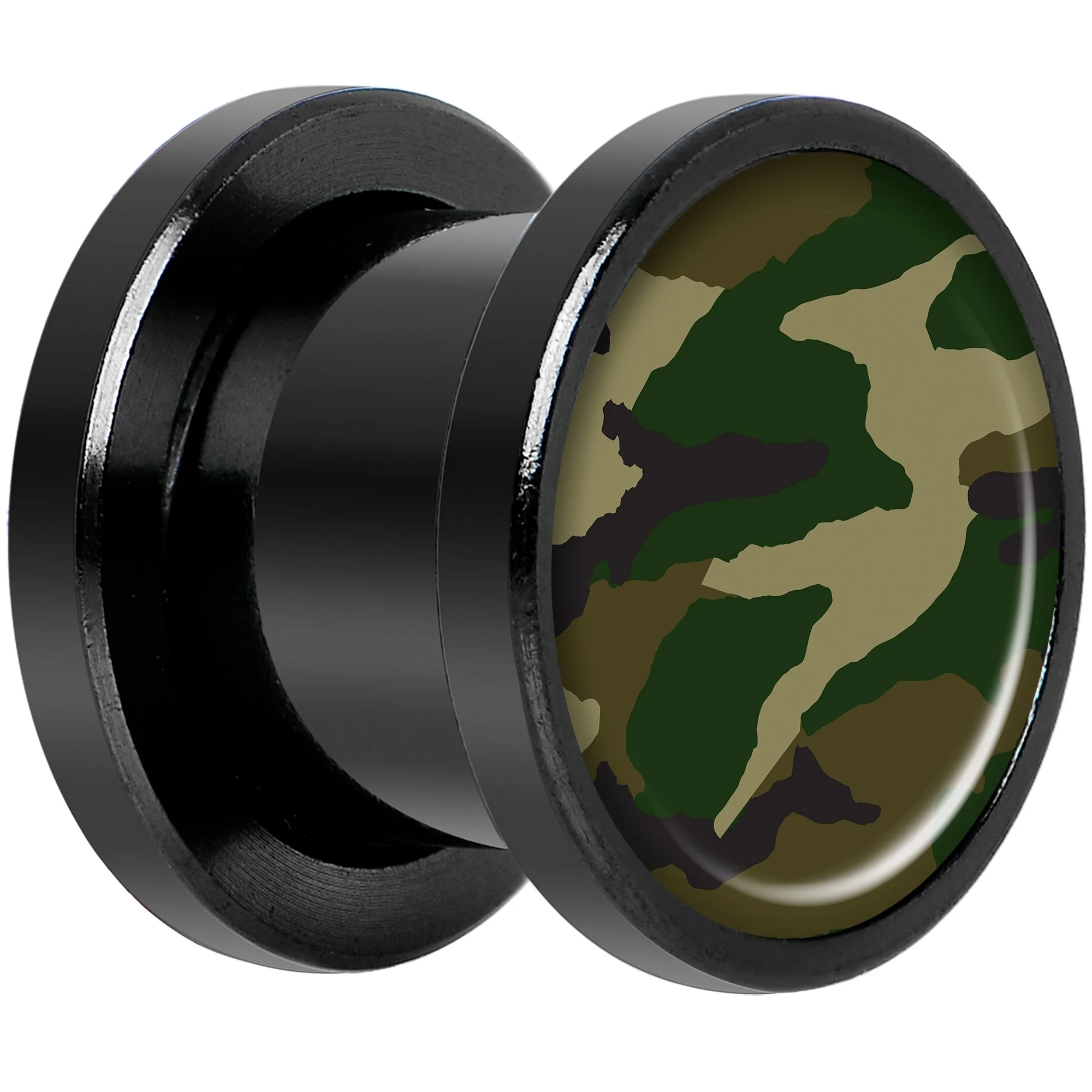 Woodland Camo Print Black Anodized Screw Fit Plug Set 00G - Image 2