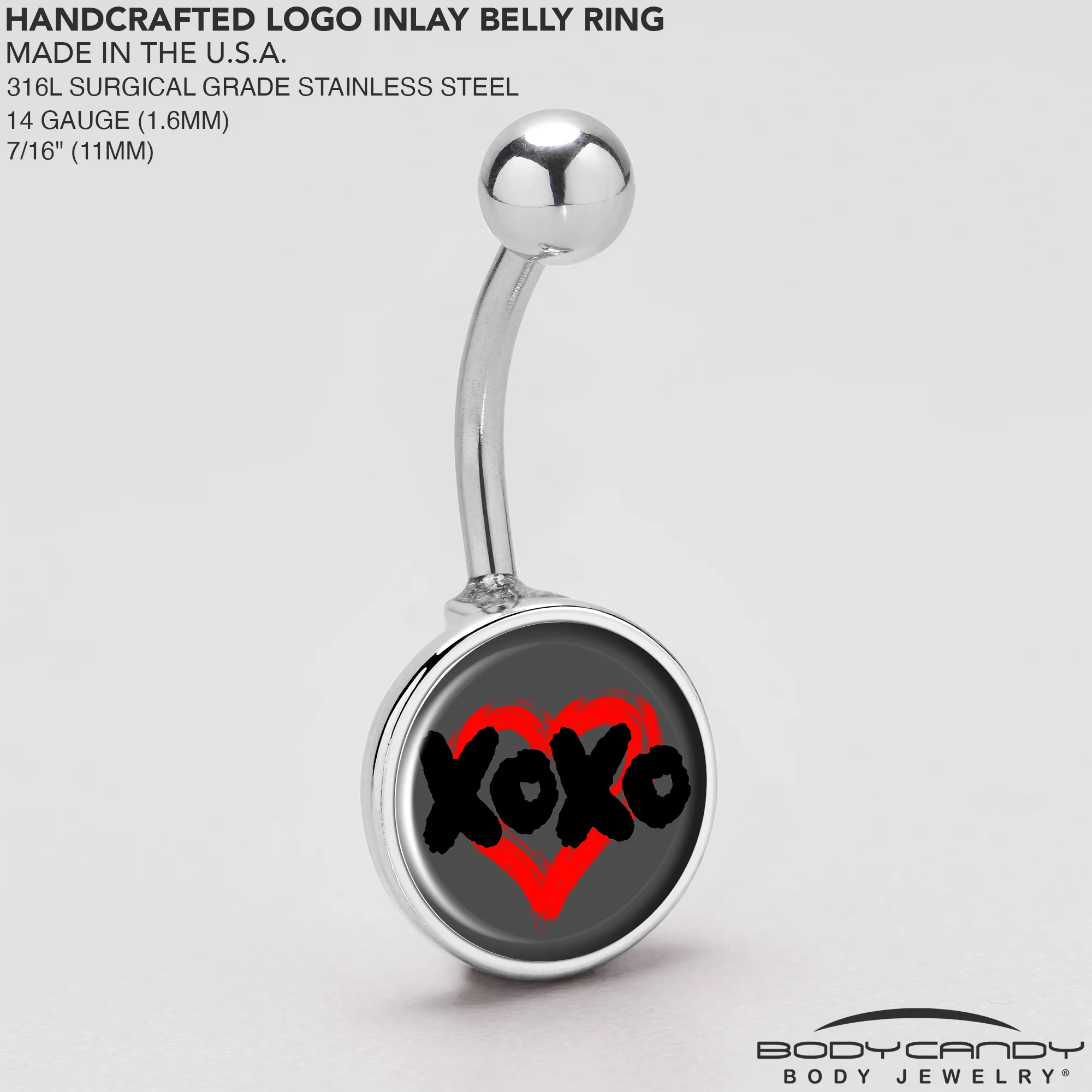 XOXO Heart Belly Ring by Onyx O - Image 5