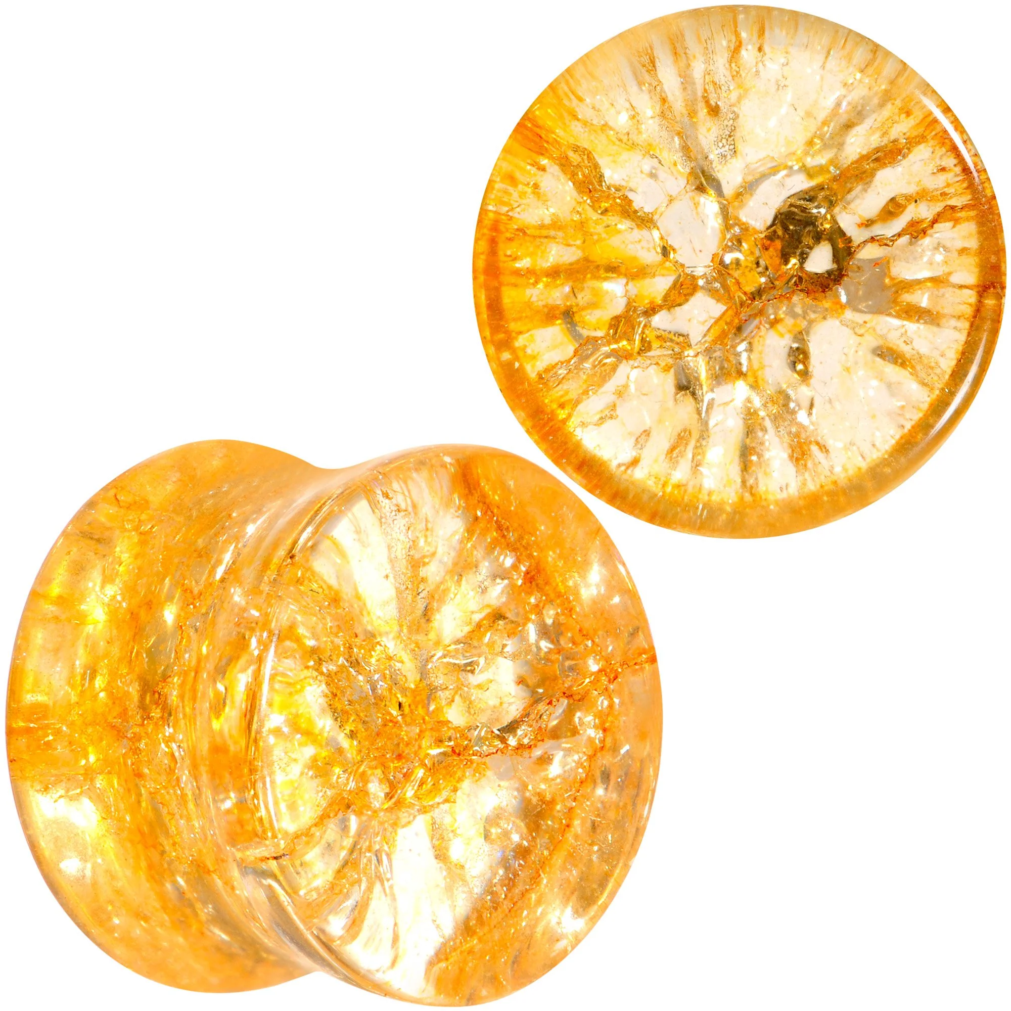 Yellow Shattered Glass Mellow Sunshine Saddle Plug Set 6mm to 16mm - Image 7